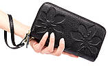 Гаманець жіночий із натуральної шкіри. Портмоне жіноче. Шкіряний жіночий гаманець клатч на 2 відділення Чорний, фото 3