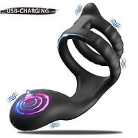 Ерекційне кільце на пініс із вібрацією та стимуляцією партнерші, подвійне