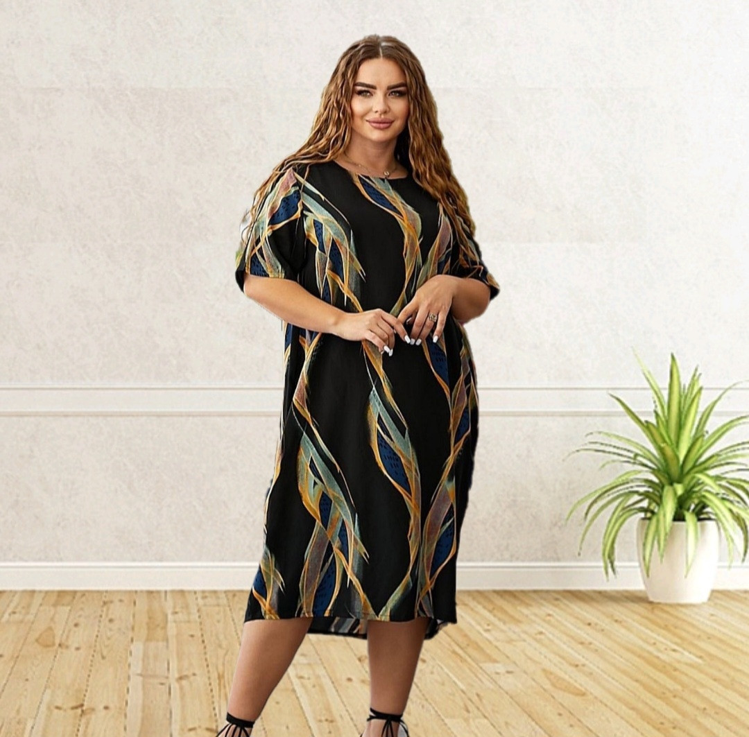 Вільне літнє плаття штапель, фото 1