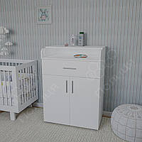 Пеленальный комод 103х75х50 трансформер, комодик детский с откидным пеленатором и шухлядой. Белый