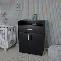 Пеленальный комод 103х75х50 трансформер, комодик детский с откидным пеленатором и шухлядой. Черный