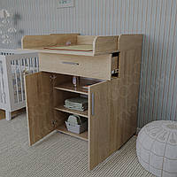 Пеленальный комод 103х75х50 трансформер, комодик детский с откидным пеленатором и шухлядой. Сонома
