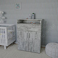 Пеленальный комод 103х75х50 трансформер, комодик детский с откидным пеленатором и шухлядой. Бетон