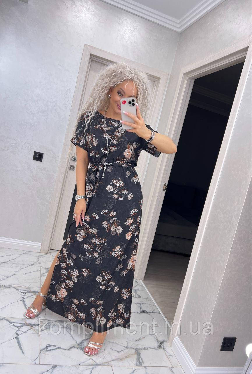 Елегантне модне літнє жіноче плаття у квіточку "Лілія"., фото 1