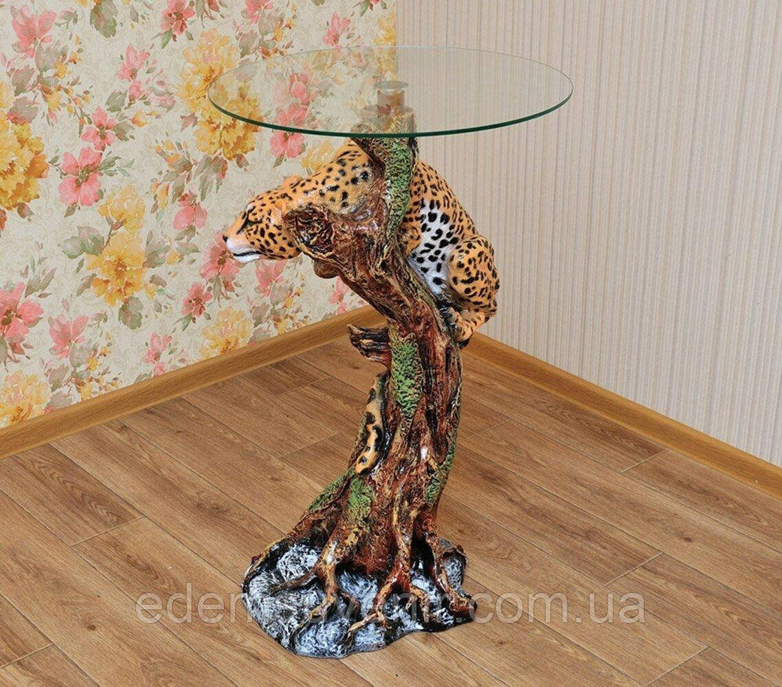 Столик журнальний декоративний Ягуар скло 55 см, фото 1