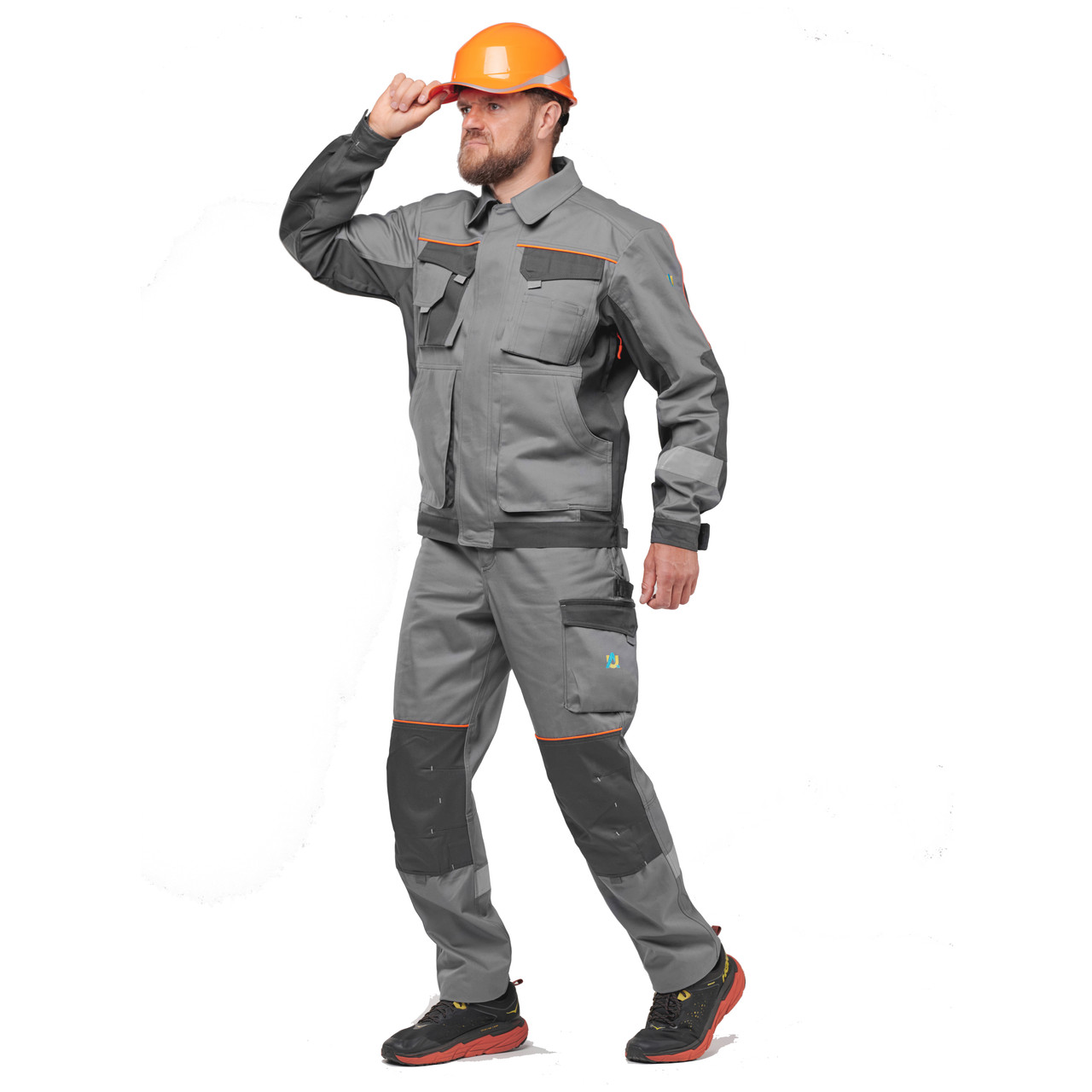 Костюм робочий захисний чоловічий AURUM Grey 24 (Куртка + Напівкомбінезон) зріст 180 - 190 см, спецодяг