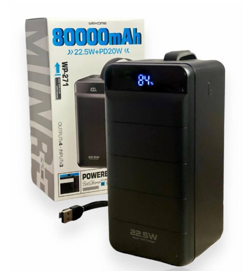 Повербанк Wekome Minre Power Bank на 80 000 mAh зі швидкою зарядкою 22.5W Портативний акумулятор