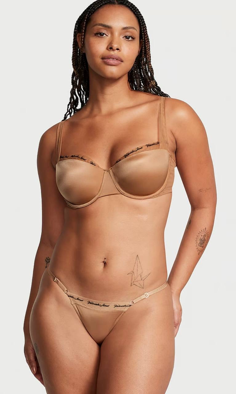 Комплект білизни базовий бежевий Victoria’s Secret (Вікторія Сікрет), оригінал