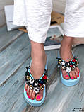 Жіночі шльопанці зі стразами Люкс, жіночі шльопанці на танкетці, жіночі яскраві шльопанці, фото 3