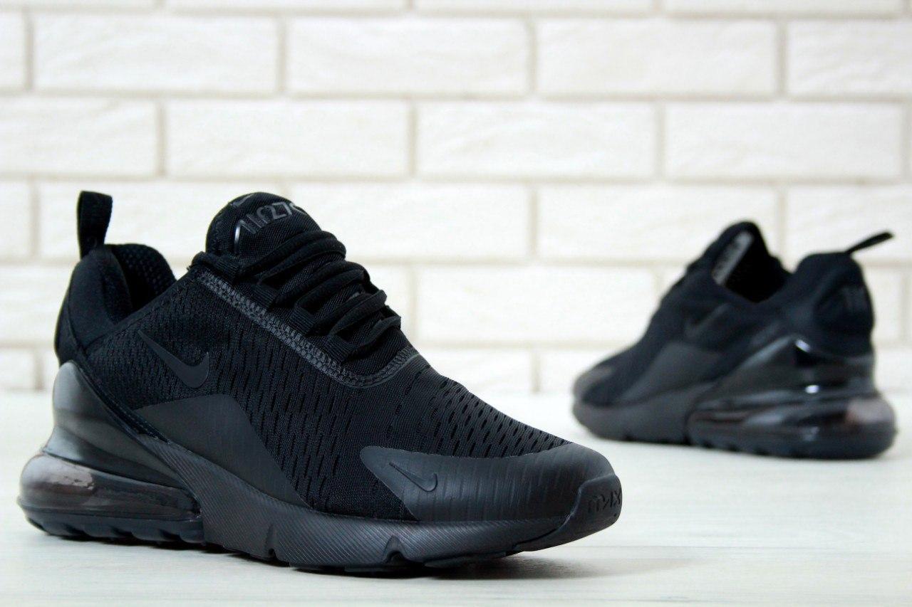 Чоловічі та жіночі кросівки Nike Air Max 270 All Black (Чорні) Взуття Найк Аір Макс 270 текстиль демісезон