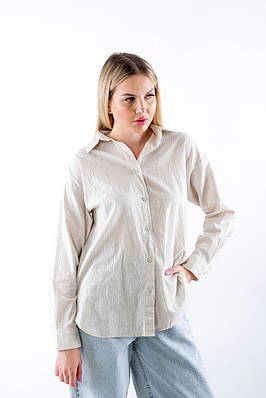 Сорочка жіноча в смужку бежева  16144 (2000000129150)