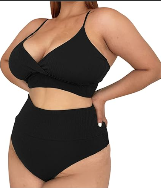 Купальник великих розмірів для жінок, сексуальний однотонний купальник з високою посадкою та зав'язками