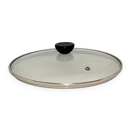 Кришка для каструлі та сковорідки 24 см A-Plus скляна з пластиковою ручкою, фото 3