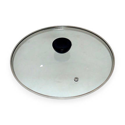 Кришка для каструлі та сковорідки 24 см A-Plus скляна з пластиковою ручкою, фото 1