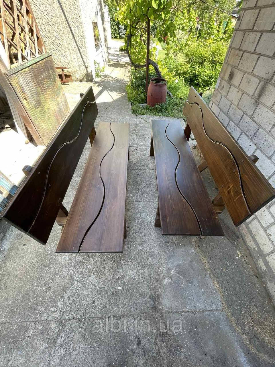 АКЦИЯ! Две лавочки, скамья садовая, деревянная мебель для дачи Хвиля 1.8м