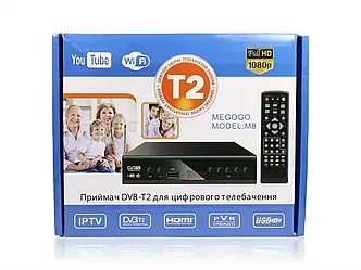Цифровий ефірний приймач із екраном DVB-T2 метал. IPTV/YouTube/WiFi/MP4/1080 Megogo M8 40шт 6596