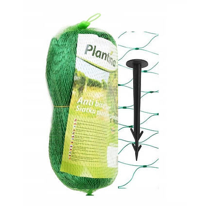 Захисна сітка від птахів Plantina Anti bird net зелена 5 х 10 м + 10 шпильок (Плантіна), фото 1
