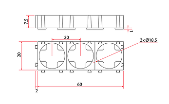 Кронштейн модульний для акумуляторів 18650 (потрійний), фото 3