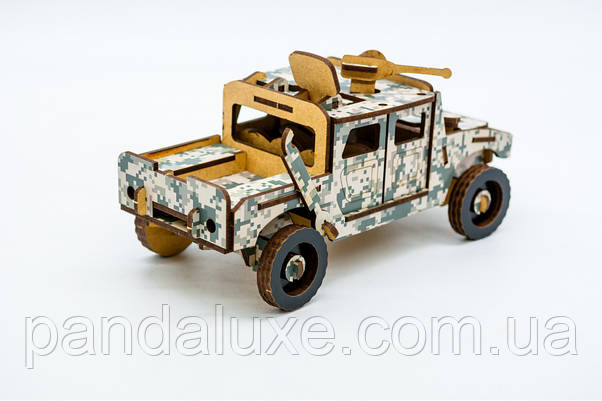 Дерев'яний 3D конструктор Хаммер HMMWV 65 деталей, фото 5