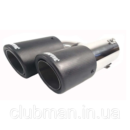 Насадка на глушник AKRAPOVIC H-образна V2 (Акрапович) Карбон (мат), 63/89 мм (Права)