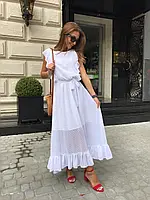 Платье белое миди из шифона