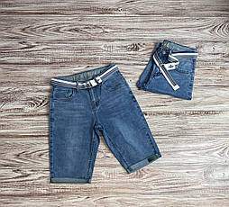 Чоловічі блакитні джинсові шорти з кишенями та ремінцем