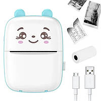 Термопринтер детской портативный термопринтер MINI PRINTER голубой