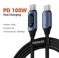 Зарядний кабель Toocki Type-C to Type-C 100W/5A довжина 1 м