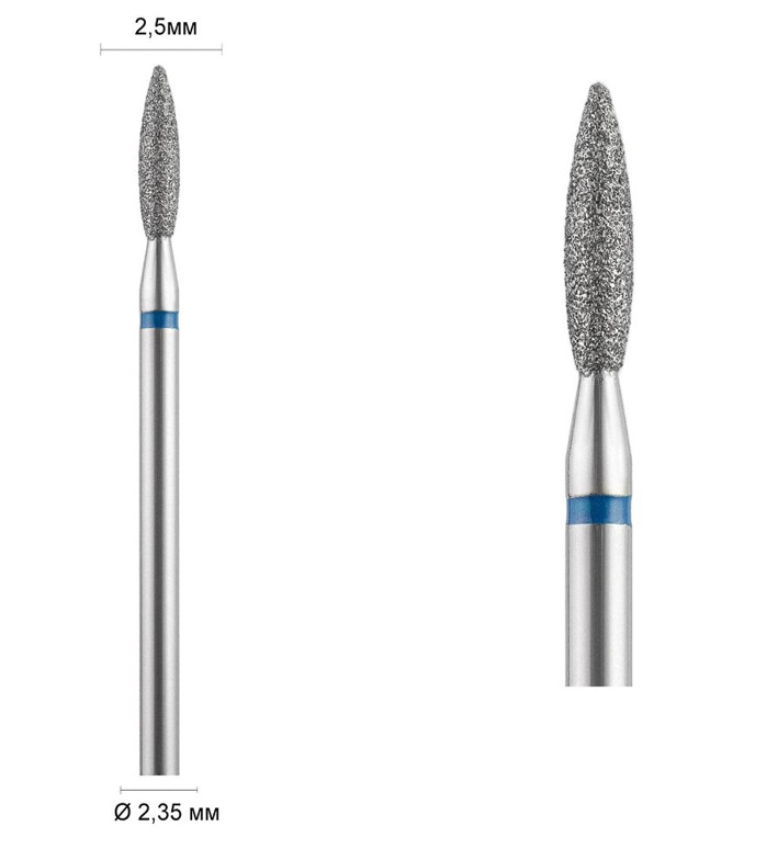 Фреза алмазна Ø 2,5 мм 242 полум'я подовжене, синя насічка 524-025 DLX, фото 1