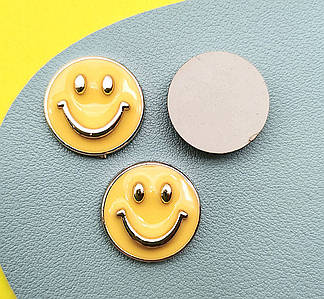 Кабошон / «Смайл» / Ø1,8 см / Окантовка Золото / Упаковка - 5 шт / Жовтий