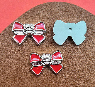 Кабошон / «Бантик»/ Окантовка Золото / 2*1,5 см / Упаковка - 5 шт / Червоний