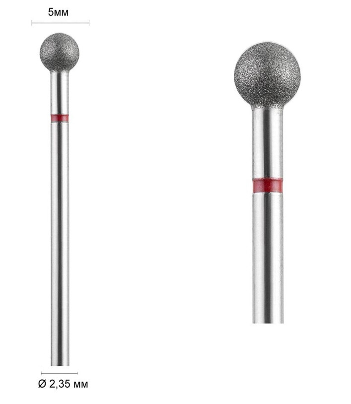 Фреза алмазна Ø 5 мм 001 куля, червона насічка 514-050 DLX, фото 1