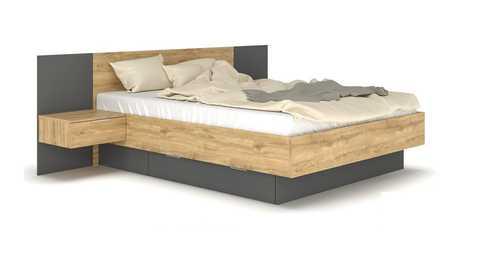 Двоспальне сучасне широке ліжко 160*200 см Кантри з висувними шухлядами та приліжковими тумбами з ДСП Мебель Сервіс, фото 1