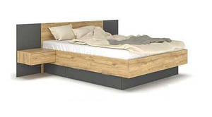 Двоспальне сучасне широке ліжко 160*200 см Кантри з висувними шухлядами та приліжковими тумбами з ДСП Мебель Сервіс