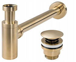 Сифон для раковини REA BRUSHED GOLD універсальний + CLICK-CLACK