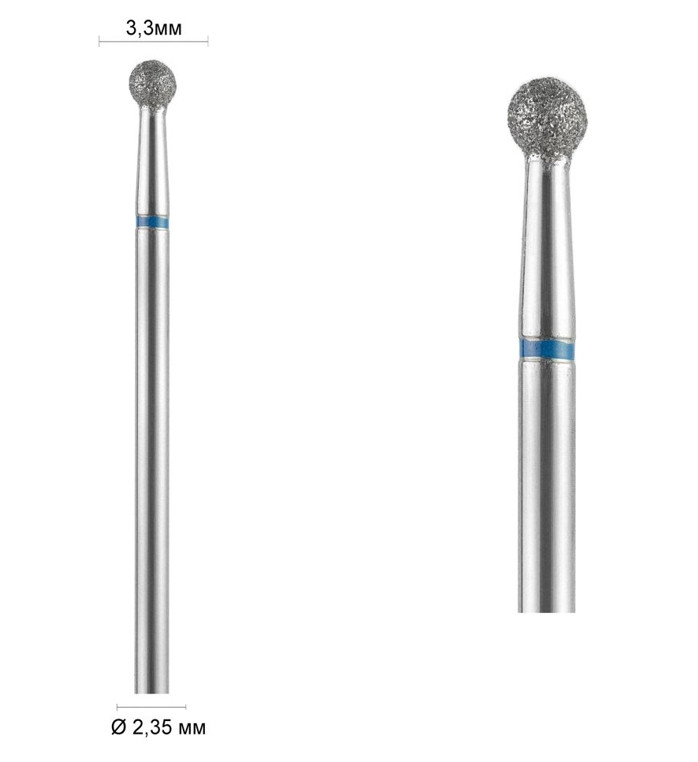 Фреза алмазна Ø 3,3 мм 001 куля, синя насічка 524-033 DLX, фото 1