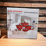 Набір каструль та сковорода з антипригарним покриттям, Набір посуду з граніту TK-00050 червоний, фото 3