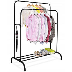 Подвійна стійка вішалка для одягу 150х110х54 см, до 30 кг / Металева підлогова стійка для одягу та взуття