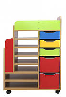 Стелаж дитячий мобільний для НУШ, школи, садочка 750х1010х400мм.