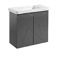 Тумба підвісна з умивальником , графіт для ванної кімнати