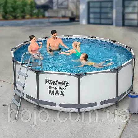 Каркасний басейн з тентом та сходами 10250 л Steel Pro Bestway 56420 366x122 см (LM), фото 1