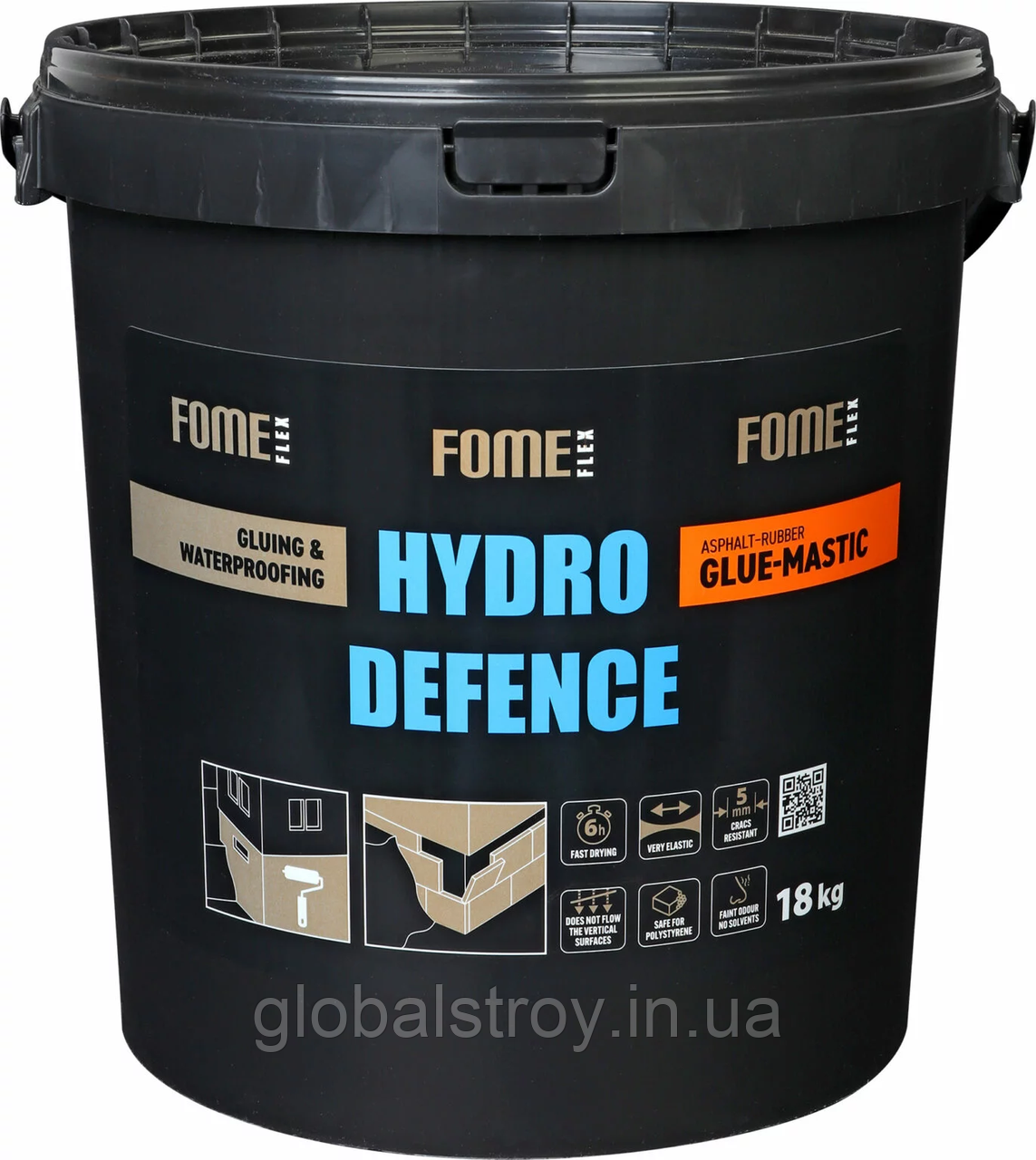 Мастика клей бітумно каучукова для гідроізоляції фундаменту FOME FLEX Hydro Defense Glu Mastic 18 кг