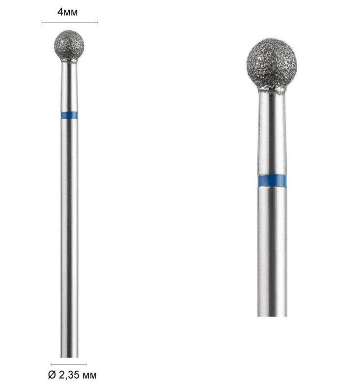 Фреза алмазна Ø 4 мм 001 куля, синя насічка 524-040 DLX, фото 1