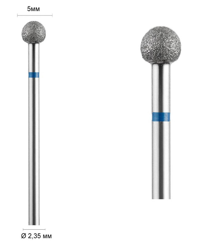 Фреза алмазна Ø 5 мм 001 куля, синя насічка 524-050 DLX, фото 1