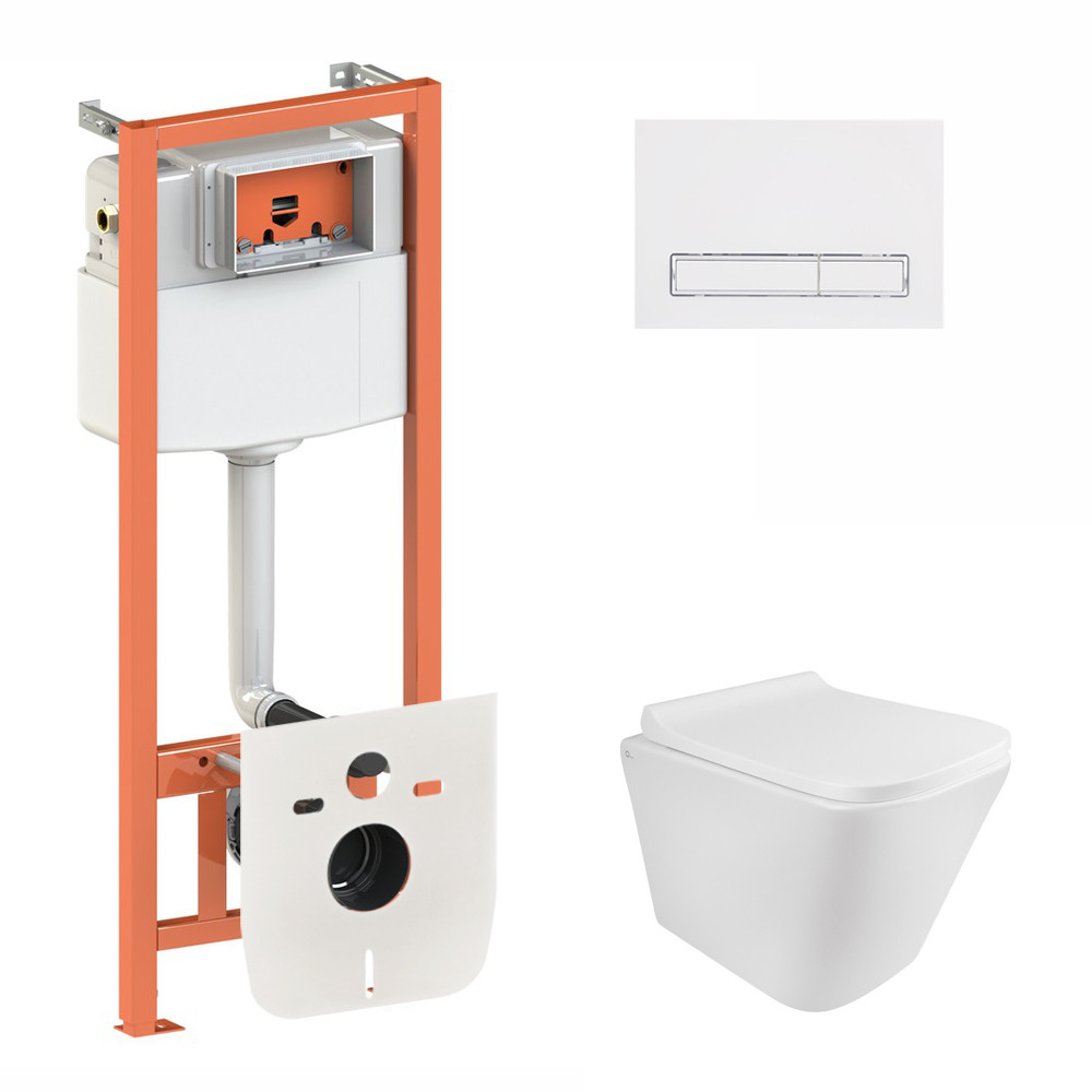 Готове рішення Qtap для ванної кімнати: підвісний унітаз Tern Rimless 490x340x350 + комплект інсталяції Nest 4 в 1 (лінійна, фото 1