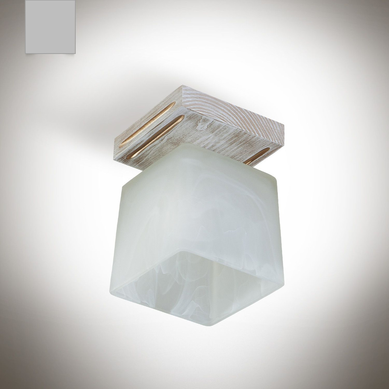 Світла дерев'яна маленька люстра на 1 лампу розжарювання зі склом, фото 1