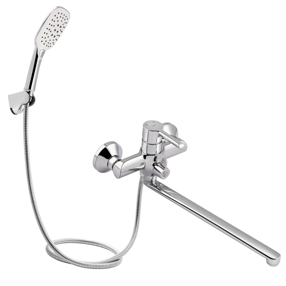 Змішувач для ванни Qtap Grand з поворотним виливом (з душовим гарнітуром) QTGRACRM005 Chrome Krash Твій Вибір, фото 1