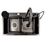 Кухонна мийка Platinum Handmade 7545G PVD чорна "Водоспад", фото 6