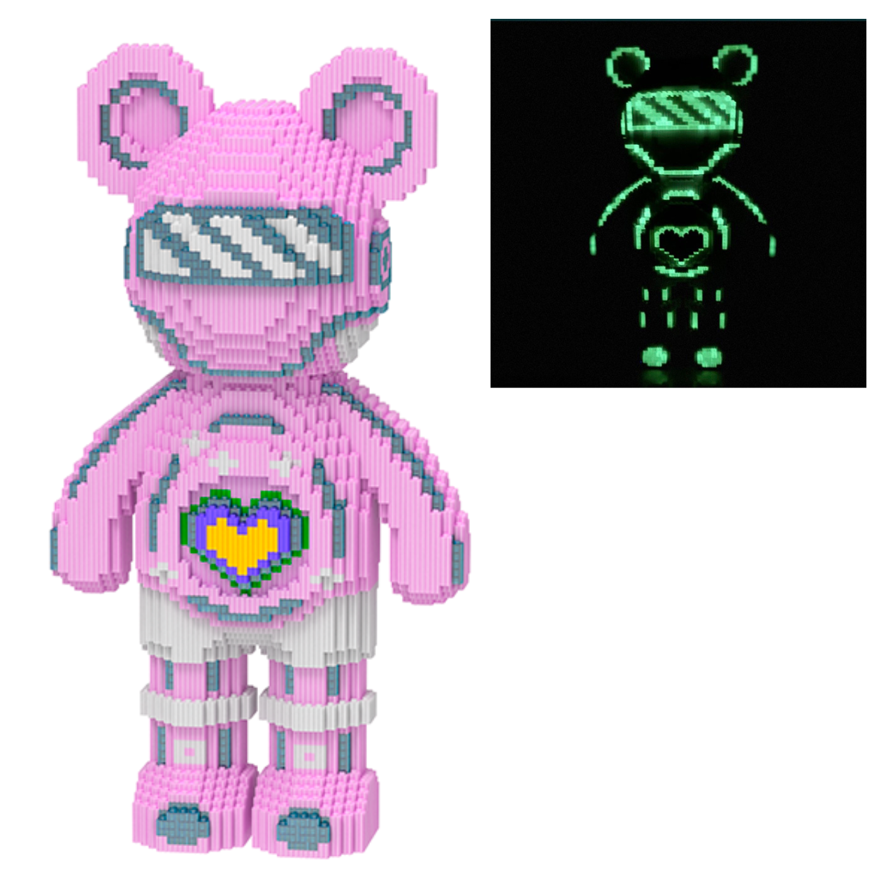 Конструктор Наноблок що світиться, ведмедик Bearbrick конструктор 4031 деталей, фото 1