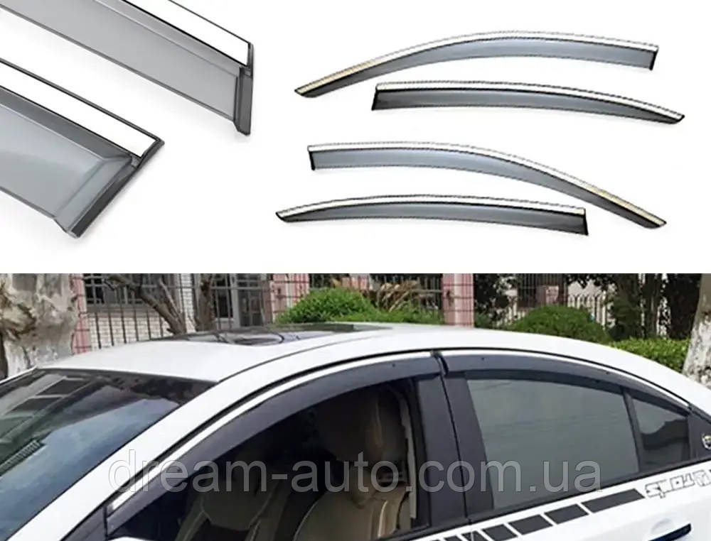 Дефлектори вікон Dodge durango 2011-2020 з хром молдингом